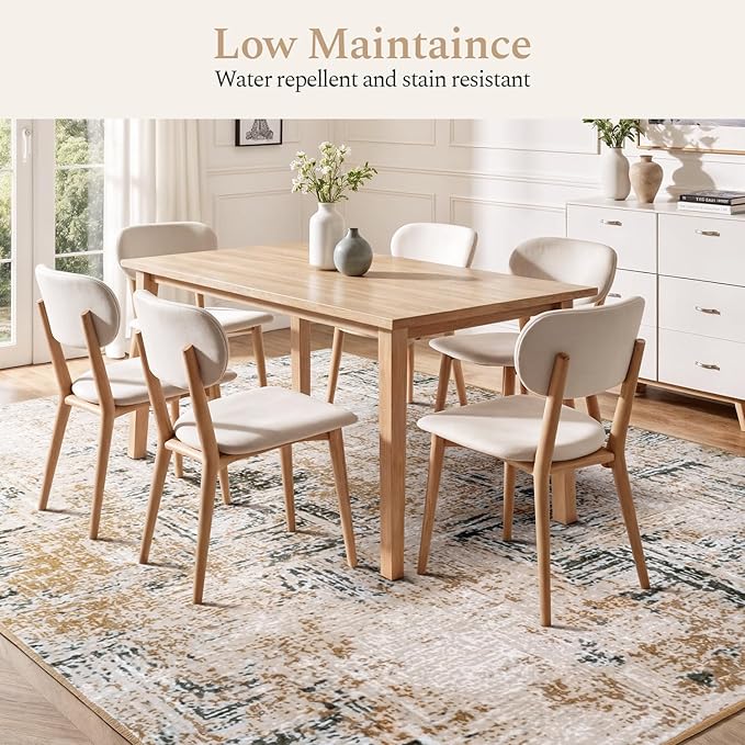 Rugflix 8x10 Washable Area Rugs, Neutral Boho Carpet Living Room Rug Non Slip Stain Resistant, Large Area Rug for Indoor Bedroom Dining Room Office, Brown/Beige/Grey