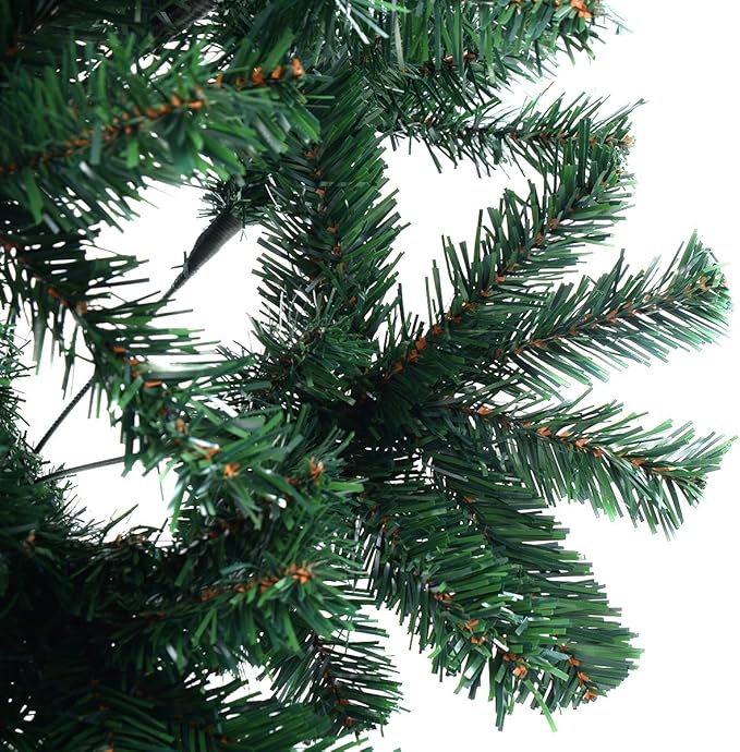 GOFLAME 5FT PVC Artificial Green Christmas Tree Home Holiday Décor with Metal Stand 350 Branches Holiday Indoor Decoration, Easy to Assemble
