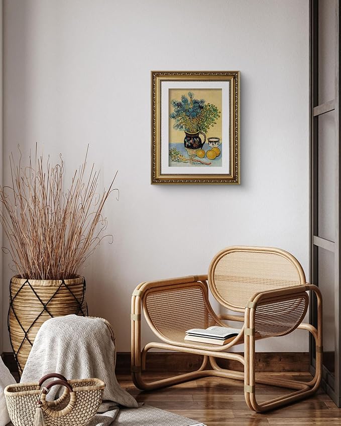 ARPEOTCY Vintage Gold Framed Wall Art, Wildflowers Retro Van Gogh Paintings, Canvas Prints Artwork with Antique Frame, Victorian Wall Picture Decor for Room Gallery Living Room, 11x14 inch