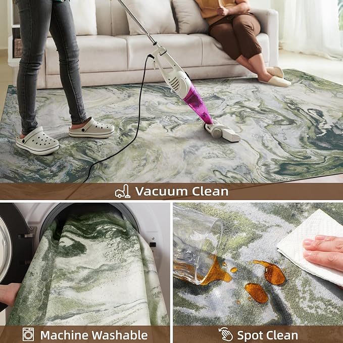 6x6 Round Area Rugs for Living Room, Modern Abstract Rug for Bedroom, Contemporary Machine Washable Rug, Large Stain Resistant Carpet for Dining Room Playroom Home Office, Pet & Kids Friendly