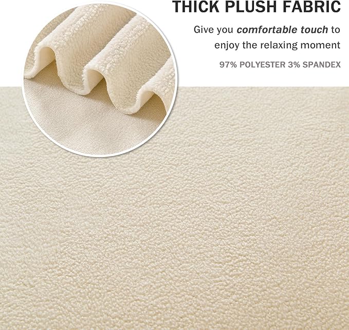 NICEEC Loveseat Cover Thick Plush 1-Piece Warm Beige-Yellow Slipcover for Loveseats Stretch Fluffy Couch Covers for Living Room Easy Fit Washable Soft Furniture Sofa Protector with Skirt