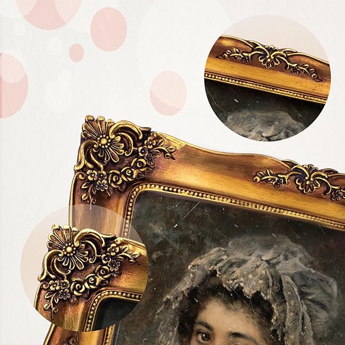 Vintage 8x10 Picture Frame Gold Antique Picture Frames for Wall Hanging & Tabletop, Ornate Baroque Frames 8x10 or Matted to 5x7 Photo (8x10 inch, Bronze)