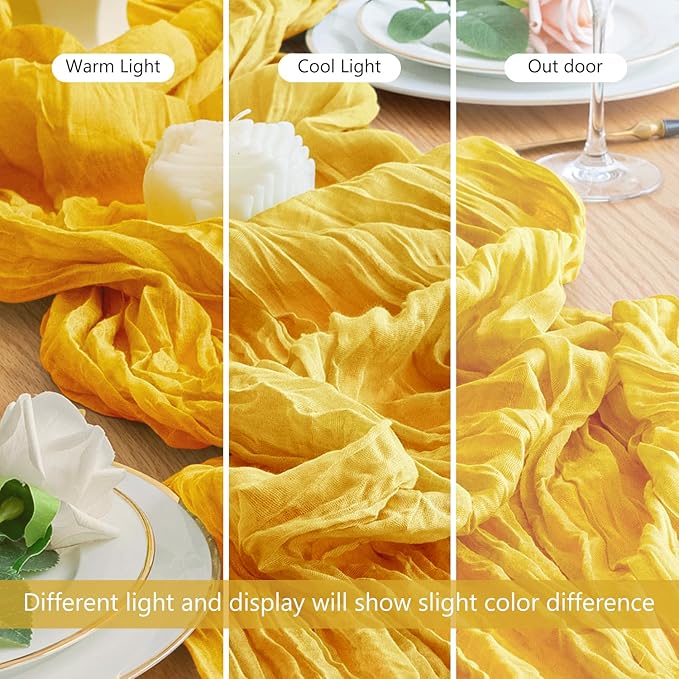Wokceer Cheesecloth Table Runner 3Pack 10FT Gold Christmas Gauze Cheese Cloth Table Runner for Party Easter Rustic Sheer Table Runners for Baby Bridal Shower Wedding Table Decor