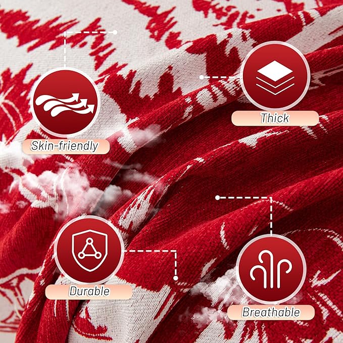 MYSKY HOME Christmas Couch Cover, Sofa Cover for 2 Cushion Couch, Non-Slip Soft Sofa Slipcover Protector, Sofa Covers Washable, Couch Covers for Sectional Sofa, Sofa Towel for Pet Cat Dog, 71" x 102"
