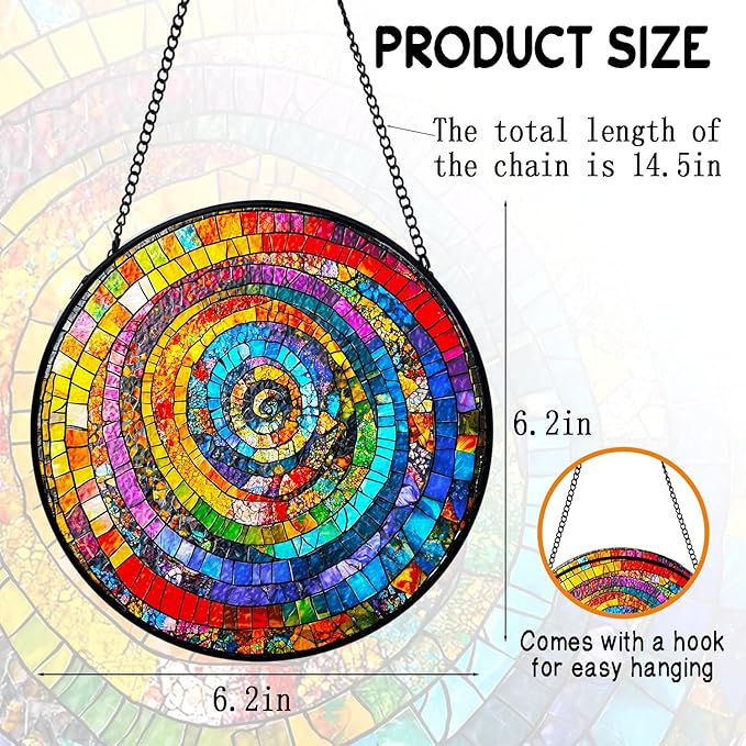 Seashell Window Wall Decor, Rainbow Suncatcher, House Warming Gifts New Home, Suncatchers for Windows Hanging, Sun Catchers Indoor Window Wall Decor Dorm, Geometric Stained Glass