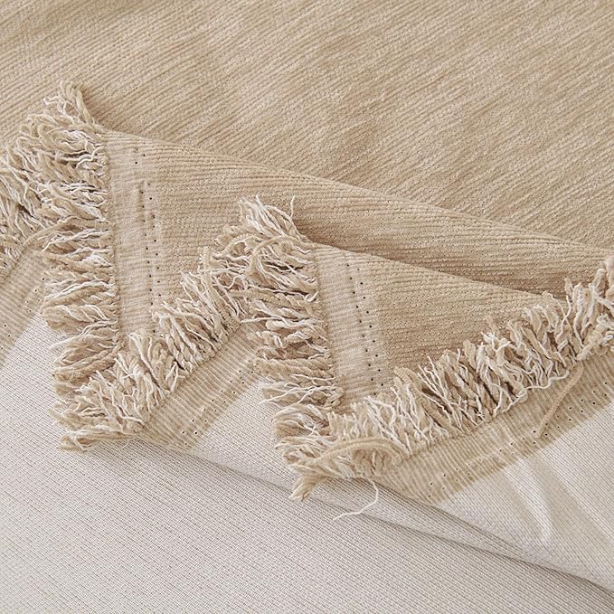 DREAMINGO Sofa Covers Washable Thick Chenille Couch Cover for 2 Cushion Couch Sofa Multi-Use Couch Cover Blanket Modern Pet Furniture Protector Sectional Couch Slipcover 71"x118", Khaki