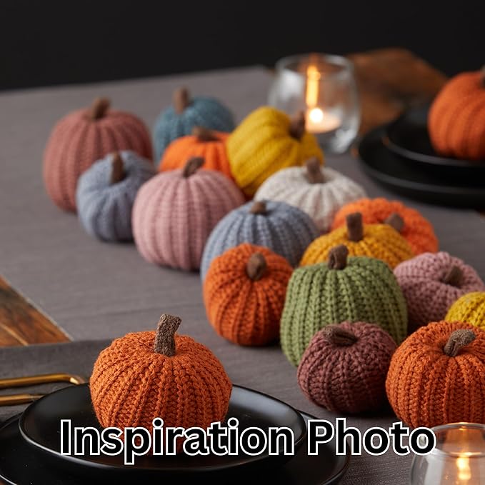 Your Heart's Content MINI Knit Pumpkins Set of 5, Fall Favorite, Gifts for Women, Autumn Bowl fillers Fall Farmhouse Tier Tray Decor, Decorative Pumpkins for Friend (Autumn Set)