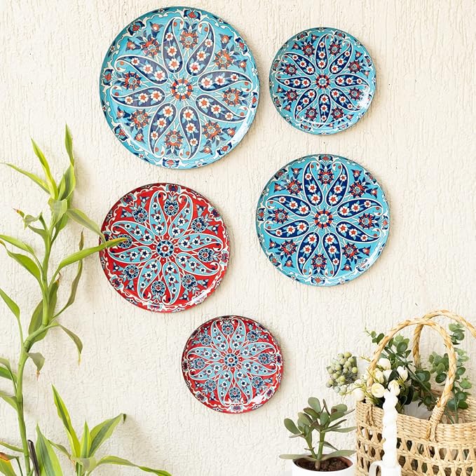 RITUALISTIC Turkish Wall Plates - Set of 5 (Multicolor) |Home Decor | Painting | Divine | Intricate Designs | Christmas gifts