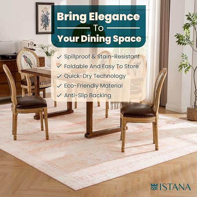 Istana 9x12 Area Rug - Pink 9 x 12 Area Rugs for Living Room - Foldable 9x12 Rugs for Bedroom/Living Room Rug -Stain Resistant Washable Rugs - Eco-Friendly Area Rugs