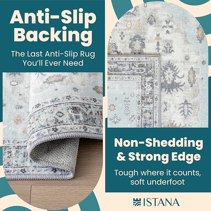 Istana 9x12 Area Rug - Blue 9 x 12 Area Rugs for Living Room - Foldable 9x12 Rugs for Bedroom - Stain Resistant Washable Rug - Eco-Friendly Area Rugs Living Room