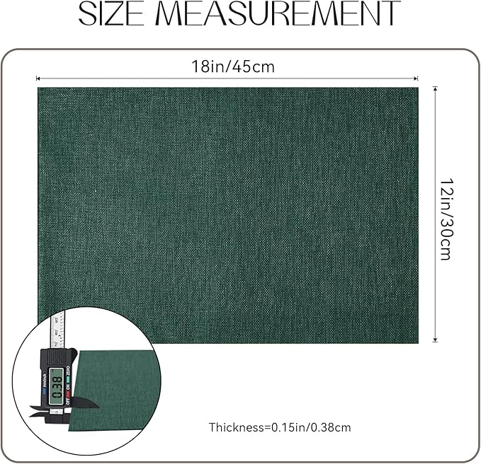 Romanstile Cloth Placemats Set of 4-12 x 18 Inch, Heat Resistant Double Layered Thickened Burlap Christmas Place Mats, Washable Linen Farmhouse Table Mats for Kitchen/Dining/Party/Outdoor, Green