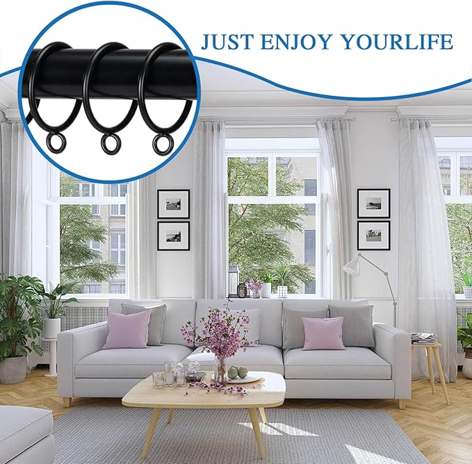 Curtain Rings with Eyelets Metal Eyelet Drapery Rings Inner Diameter 2Inch Curtain Rings for Hanging Pinch Pleat Curtain Pin Drape Hooks Black Zocang