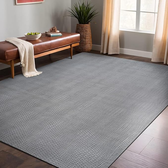 Modern Gray Non Slip Rug Solid 5x7 Non Skid Soft Rubber Back Area Rugs for Living Room Kitchen Bedroom Bathroom Dining Room Easy Cleaning Stain Resistant Non Shedding Carpet 5 x 7