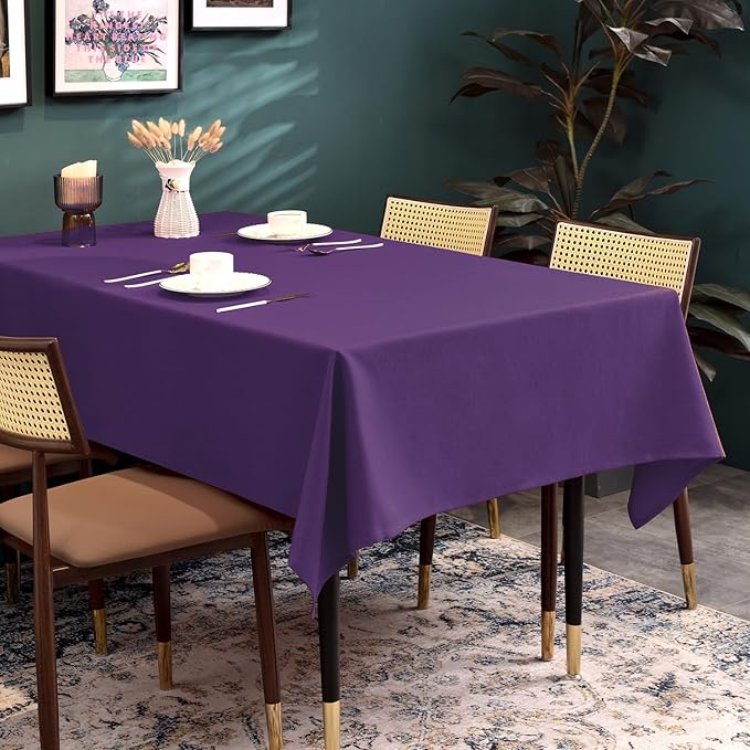 BALCONY & FALCON Rectangle Table Cloth – Waterproof, Wrinkle-Resistant Dust-Proof Farmhouse Tablecloth for Dining, Kitchen, Party Decorations, Halloween Fall Gatherings (Purple, 55" x 71")