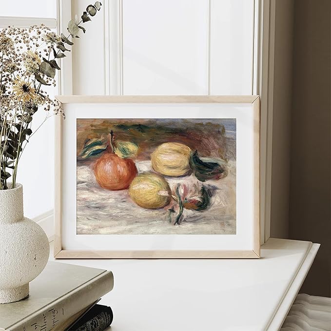 XOCUUI Vintage Still Life Wall Art, Fruit Pictures Farmhouse Home Decor, 8x10in No Frame Classical Farmhouse Fruit Lemons Orange Oil Paintings for Living Room, Kitchen, Dining Decor