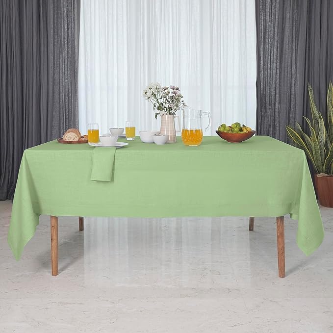 D'Moksha Homes Linen Tablecloth 60 x 120 Inch - 100% Pure Linen Sage Green Table Cloth for Rectangle Tables - Machine Washable Cloth Tablecloth for Fall, Thanksgiving, Christmas, Holiday