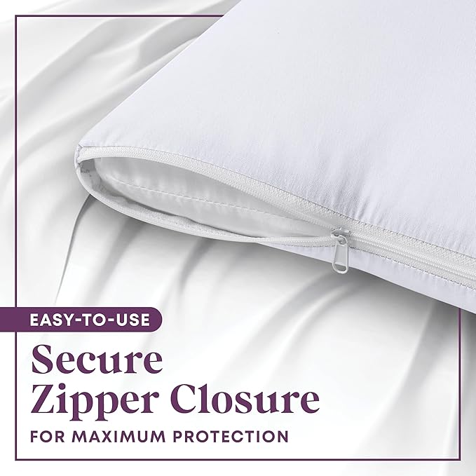 CirclesHome Pillow Protectors 2 Pack Queen Zippered - 100% Cotton Breathable Pillowcases - Protects Pillows from Dirt, Dust and Debri (Queen- Set of 2 - 20x30)