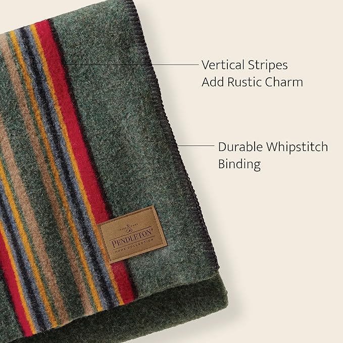 Pendleton Yakima Throw 54" x 66" - Wool Cotton, Soft and Durable Wool Throw for Home and Travel - Mineral Umber