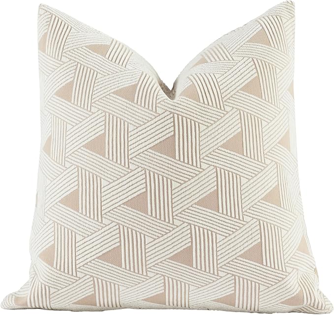 2025 New 20x20'' inches Throw Pillow Cushion Covers - Triangle Beige Color Chenille Jacquard Embroidery Luxury Modern Style Couch Sofa Bed Pillow Cover for Living Room Bedroom
