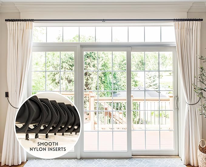 BlastHome® Luxury Curtain Rings - Premium Metal with Quiet, Smooth Nylon Inserts - Pinhooks and Clips Included - 1 1/2" Inside Diameter - 18 Rings for Two Standard Curtains - Brushed Dark Brown