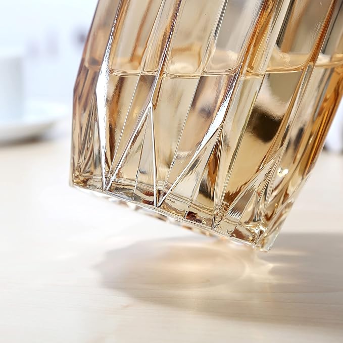 Amber Glass Vase Modern Ribbed Glass Vase for Flowers, Candles, and Decorative Accents - Tall/Short Glass Vase for Centerpieces Home Table Decor(Amber H7.87inch)