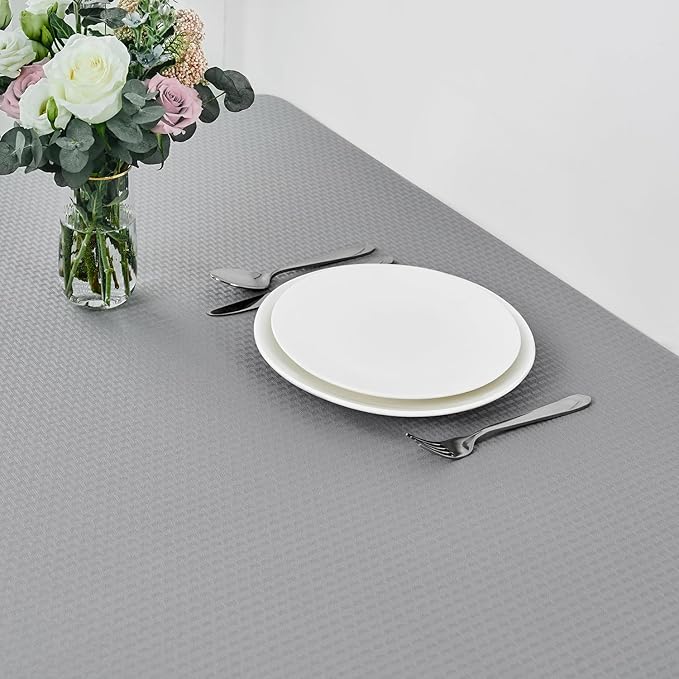 maxmill Rectangle Tablecloth Weaved Pattern Waterproof Spillproof Wrinkle Free Table Cloth, Kitchen Dining Tabletop Decoration, Fabric Table Cover for Holiday Parties, 52 x 108 Inch, Light Grey
