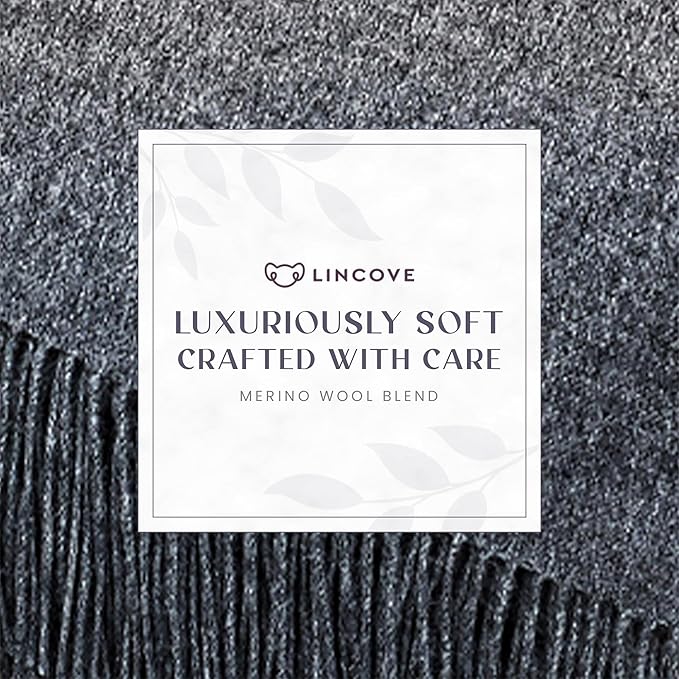 Lincove Pure Cashmere-Merino Wool Blanket - Warm & Soft Throw Blanket - 74"x55" Comfortable and Cozy Throw Blankets for Couch, Sofa, or Chair - Lightweight and Classic Throws - Pastel