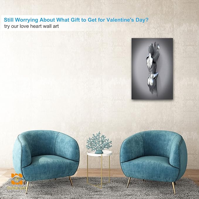 3D Wall Art - Wall Art For Bedroom Couples Wall Art 3D Metal Effect Romantic Hug Modern Abstract Canvas Wall Art for Wall Decorations Framed 24”x36”x1Pcs