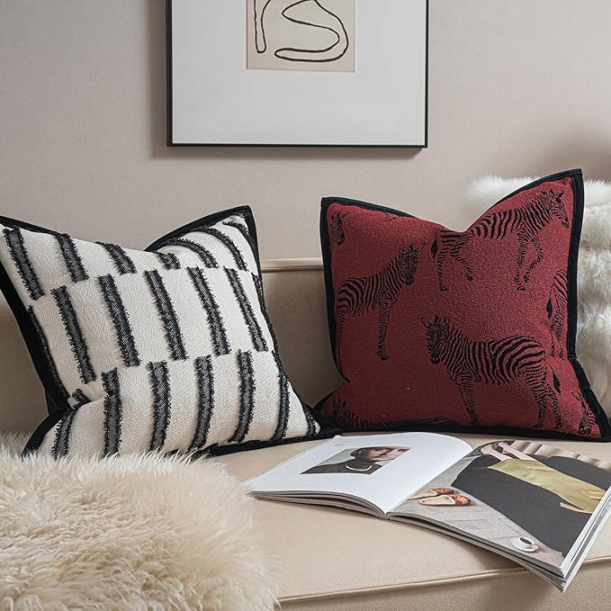 New 20x20'' inches Throw Pillow Cushion Covers - White Plain Color Cocostyle Chenille Jacquard Embroidery Vogue Luxury Modern Style Couch Sofa Bed Pillow Cover for Living Room Bedroom