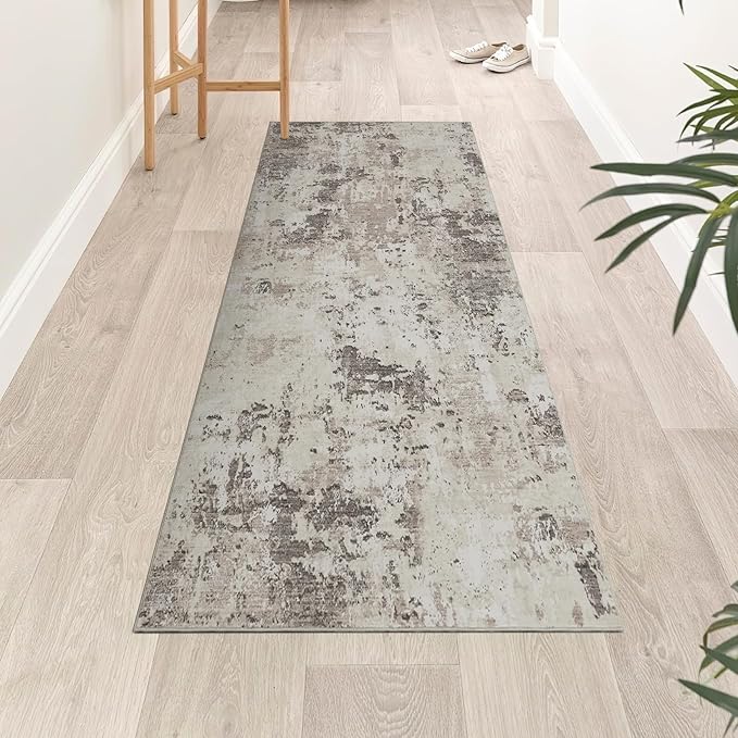 Modern Abstract Runner Rug 2x5 Washable Non Slip Stain Resistant Rug for Bedroom Living Room Non Shedding Low Pile Indoor Floor Cover,Brown Grey