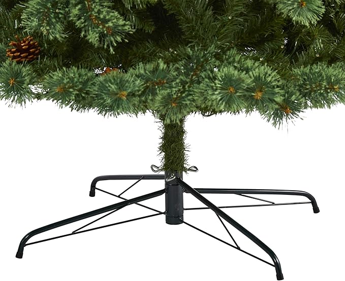 Nearly Natural 9ft. White Mountain Pine Artificial Christmas Tree with 650 Clear LED Lights and Pine Cones