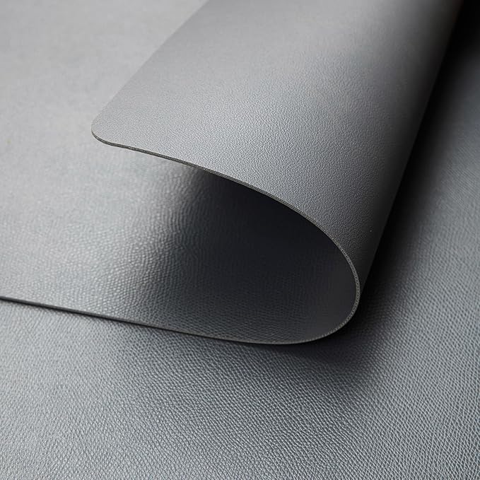 DOLOPL Placemats Set of 6, Gray Faux Leather Heat Resistant Table mats - Anti Slip Table Place Mats, Washable Wipeable Outdoor Placemats for Kitchen Dining Room Table Decorations
