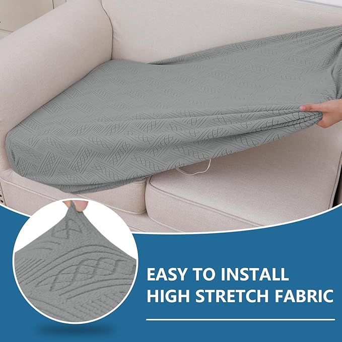 hyha Individual Couch Cushion Covers, Stretch Magic Sofa Seat Cushion Covers Washable, Dog Couch Sofa Slipcover for Pets, Kid with Elastic Bottom(2PC, Grey)
