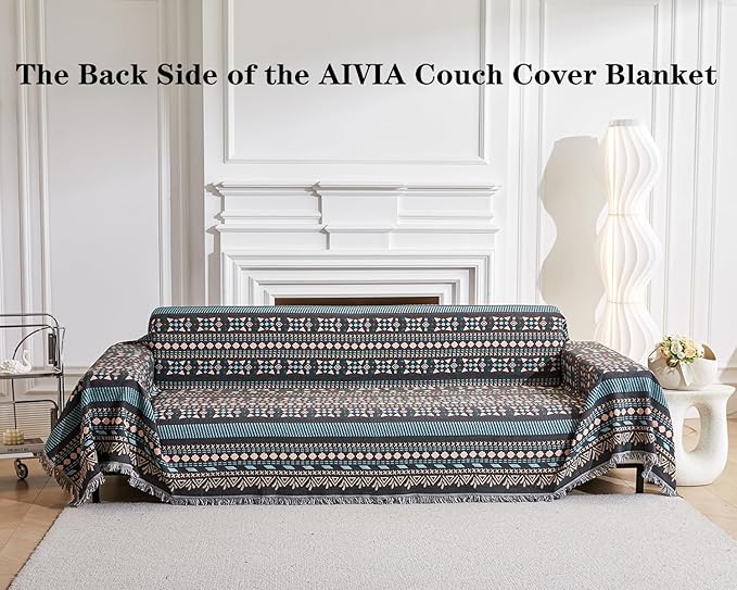 AIVIA Couch Cover Sheet Blanket, Oversized Covers for 3-4 Cushion High Backrest Sofa, Extra Large Furniture Decoration Slipcovers, L Shape U-Shaped Sectional Protector for Cats Dogs Washable