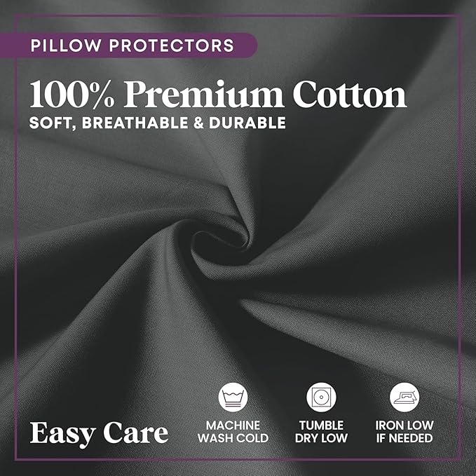 CirclesHome Wedge Pillow Cover 100% Cotton, Zippered Wedge Pillow Case Protector, Soft, Hypoallergenic & Breathable -Dark Grey, (24Wx25Lx12)