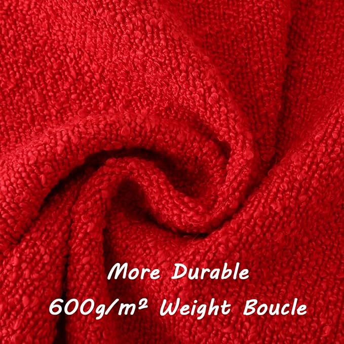 FUTEI Christmas Pack of 2 Red Decorative Throw Pillow Covers 12x20 Inch Soft Cozy Solid Boucle Textured Lumbar Pillow Cases,Modern Home Decor for Couch Bed Living Room