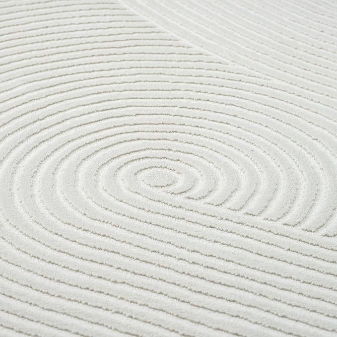 Abani Cream Area Rug 8' x 10' for Living Room, Bedroom - Zen Reiki Circles Pattern - Durable & Easy to Clean