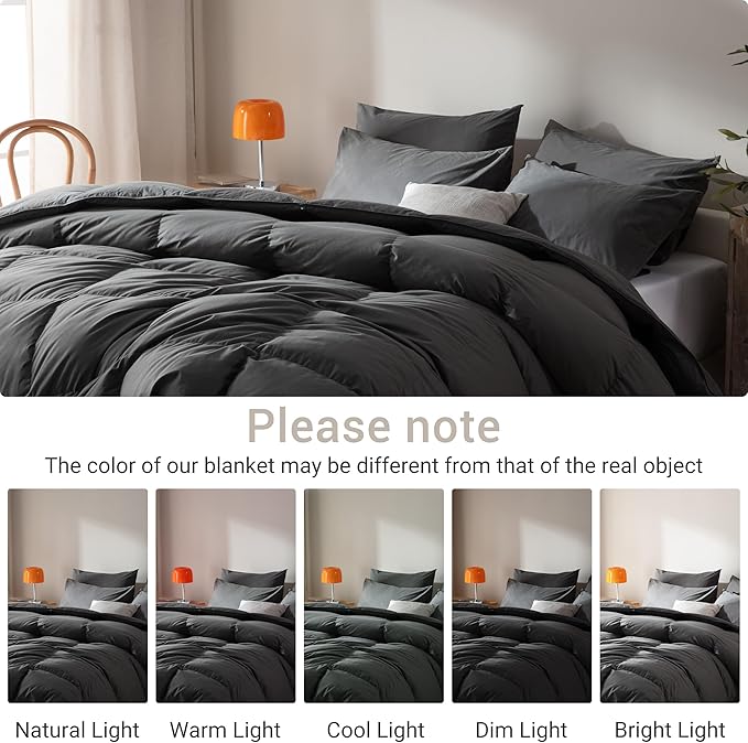 Goose Feather Down Comforter King Size,100% Organic Cotton Duvet Insert,All-Season Luxury Duvet Insert with Baffle Box Design, 750+Fill Power Hotel Collection Bedding Comforter