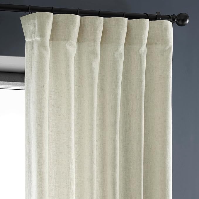 HPD Half Price Drapes Heavy Faux Linen Light Filtering Curtains for Bedroom 120 Inches Long (1 Panel) - Rod Pocket Curtains for Living Room - Window Curtains Home Decor - 50 X 120, Barley