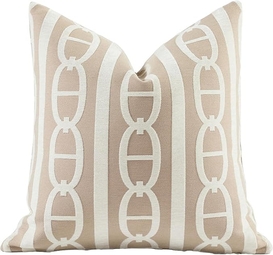 2025 New 20x20'' inches Throw Pillow Cushion Covers - Pignose Horseshoe Beige Color Chenille Jacquard Embroidery Luxury Modern Style Couch Sofa Bed Pillow Cover for Living Room Bedroom