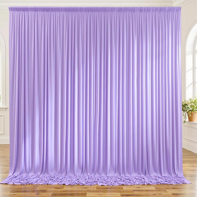 10ftx10ft Wrinkle Free Lavender Backdrop Curtain for Parties, Polyester Photo Backdrop Drapes Purple 2 Panels 5x10ft for Wedding Birthday Photography Background Indoor Outdoor