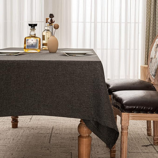 BALCONY & FALCON Table Cloth for 6ft Rectangle Tables – Waterproof, Wrinkle-Free Farmhouse Tablecloth for Dining, Kitchen, Wedding, Baby Shower, Holiday Gatherings (Dark Gray, 57" x 118")