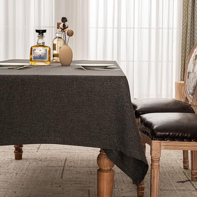 BALCONY & FALCON Table Cloth for 6ft Rectangle Tables – Waterproof, Wrinkle-Free Farmhouse Tablecloth for Dining, Kitchen, Wedding, Baby Shower, Holiday Gatherings (Dark Gray, 55" x 95")