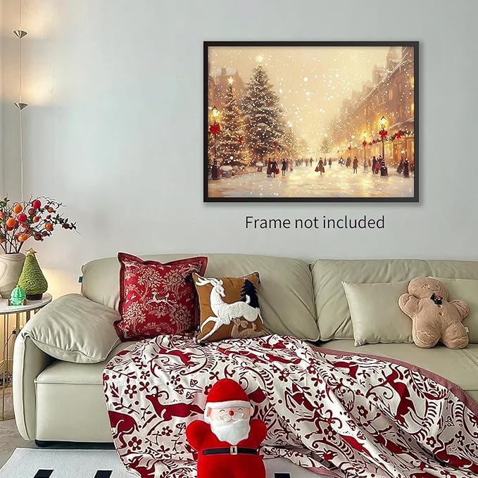Winter Christmas Landscape Wall Art Fashion Snowscape Poster Vintage Cozy Scenic Canvas Prints for Living Room Office Wall Decor 08x10 inch Unframed