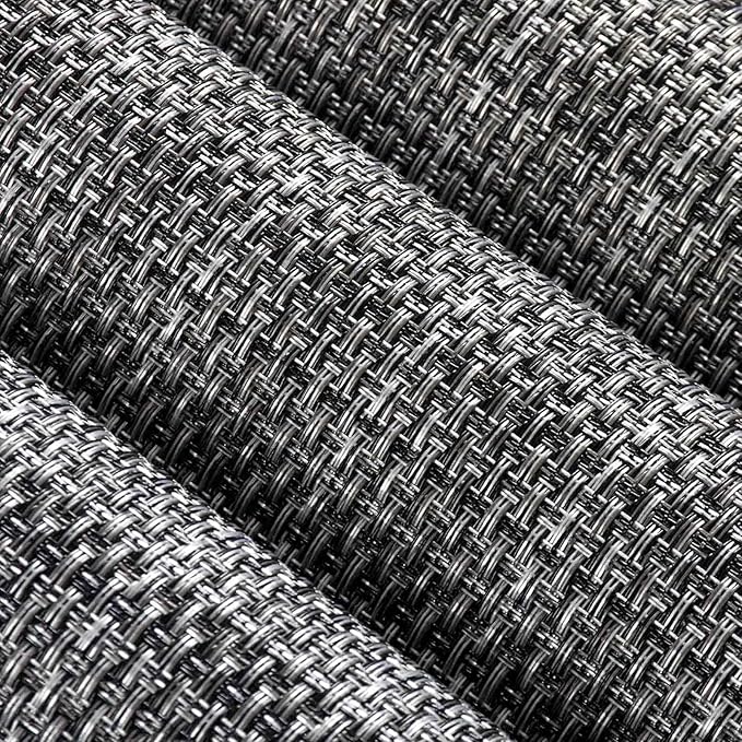 AHHFSMEI Placemats for Dining Table Set of 4 Woven Vinyl Plastic Place Mats Non-Slip Heat Insulation Stain Resistant Table Mats Washable Easy Clean Placemats (Linen Black 4)