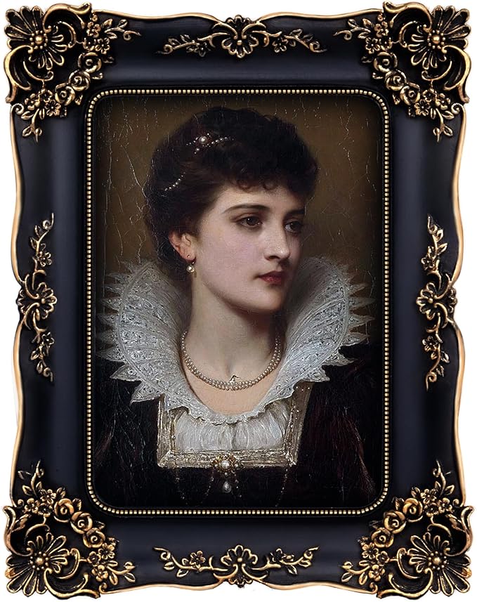 Gothic Picture Frame 5x7 Black Vintage Picture Frames Antique Ornate Baroque Victorian for Tabletop or Wall Display with Glass Front