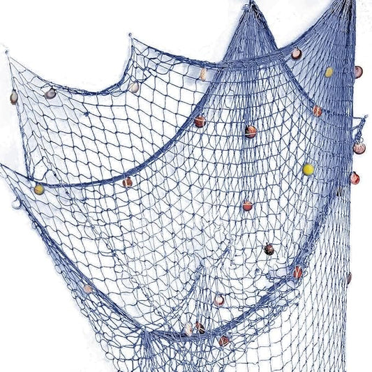 Rosoz Nautical Decorative Fishing Net, Sea Theme Fish Net Decor for Party/Wall Decoration Background,Blue,79inch x 59inch