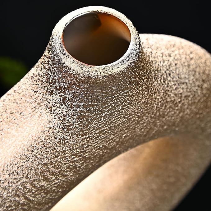 Modern Donut-Shaped Decorative Vases, Handmade Minimalist Boho ins Style, Modern Vase for Home Decor for Wedding Dinner Table Party Living Room Office Bedroom (Gold, Large)
