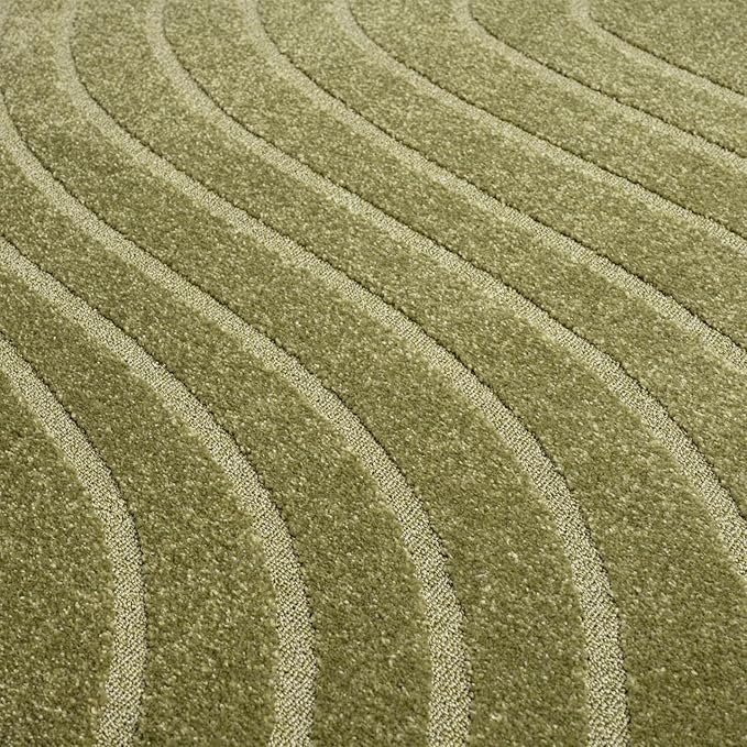 LUXE WEAVERS Modern Geometric Wave Green 4x6 Area Rug, Contemporary Stain Resistant Carpet
