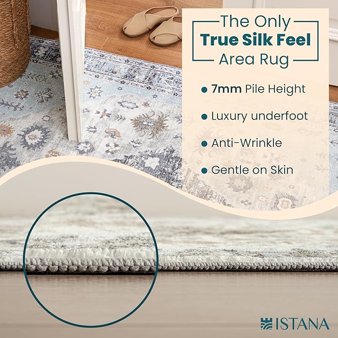 Istana 9x12 Area Rug - Blue 9 x 12 Area Rugs for Living Room - Foldable 9x12 Rugs for Bedroom - Stain Resistant Washable Rug - Eco-Friendly Area Rugs Living Room